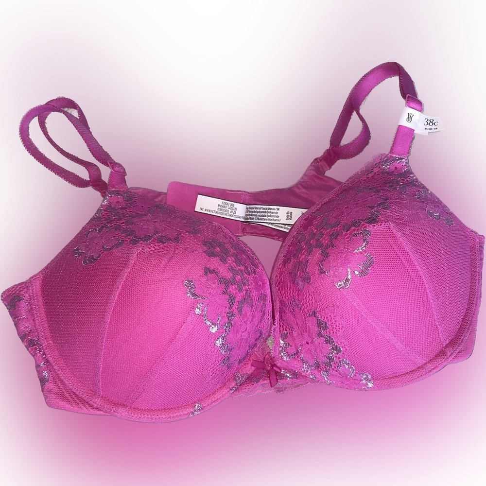 Victoria's Secret Pink Push-Up Bra with Floral Detail - 38C